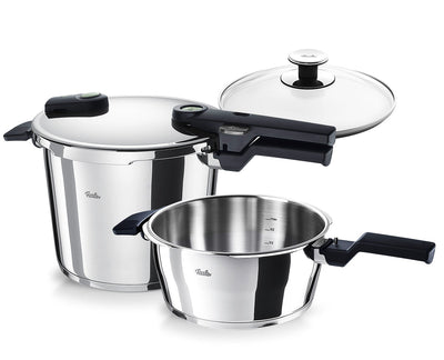 Fissler Vitaquick® Elemental 3-delige snelkookpannenset, 3,5 l & 6 l & glazen deksel