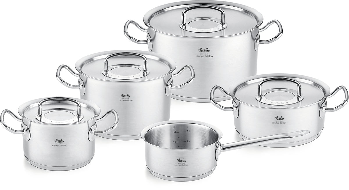 Original-Profi Collection® Retro 5-delige pannenset met metalen deksels