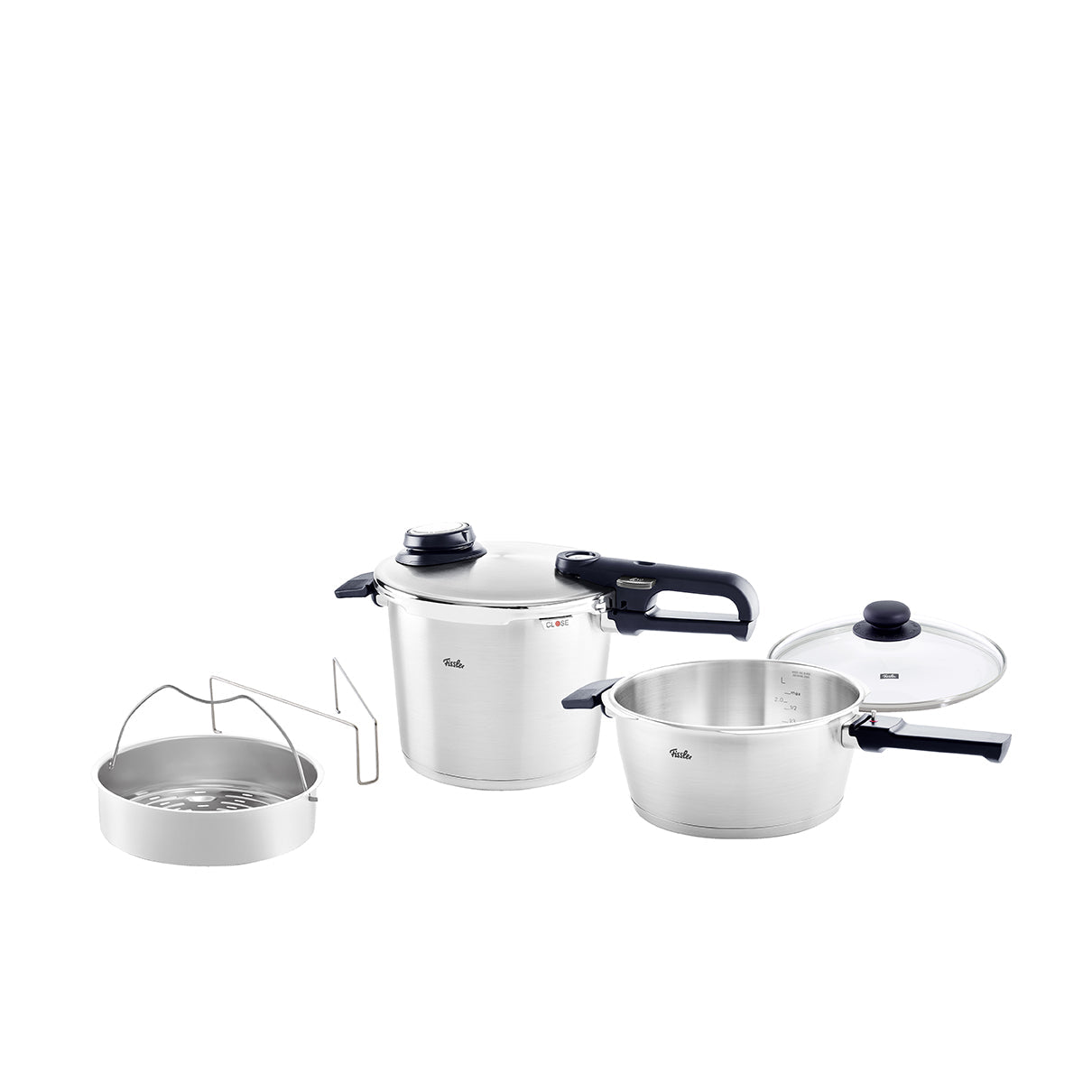 Vitavit® Premium 3-delige snelkookpannenset, 3,5 l & 6 l met glazen deksel