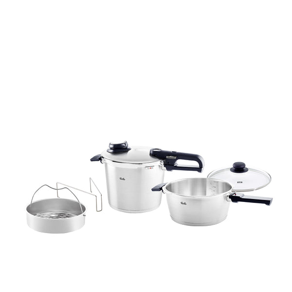 Vitavit® Premium 3-delige snelkookpannenset, 3,5 l & 6 l met glazen deksel