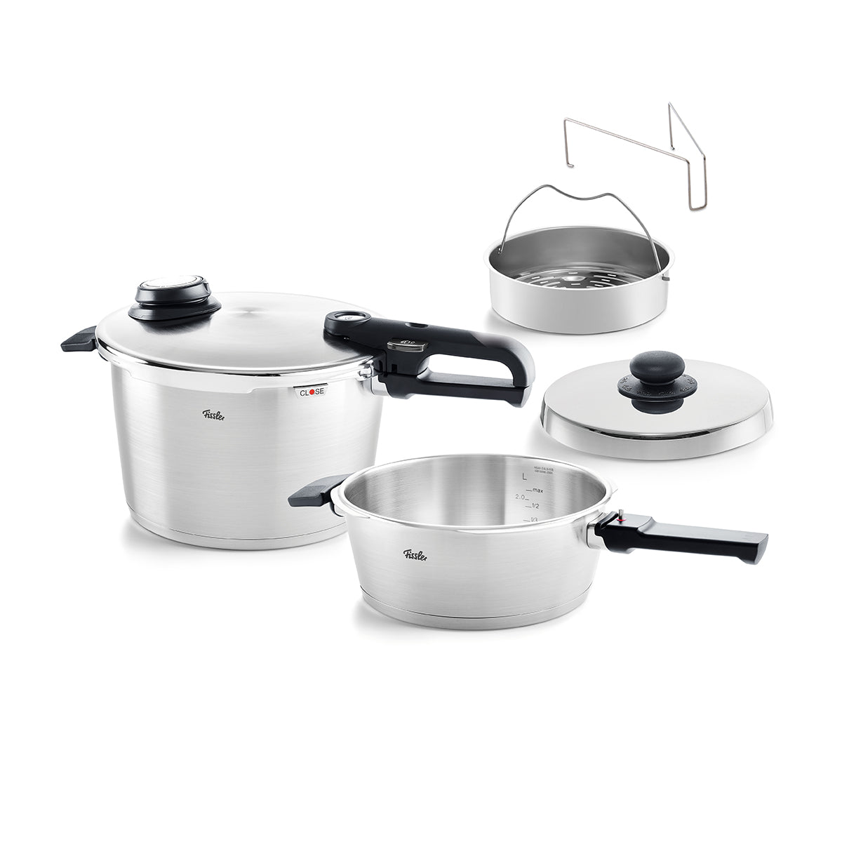 Vitavit® Premium 3-delige set met snelbraadpan 4 l & snelkookpan 8 l & metalen deksel