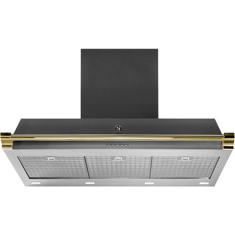 Steel AKL90 afzuigkap met LED-verlichting Antraciet Messing