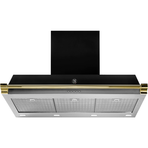 Steel AKL90 afzuigkap met LED-verlichting Glanzend Zwart Messing