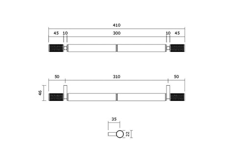 ARTISAN Furniture Pull Up Bar / AP410 Gold & Black Ash Wood