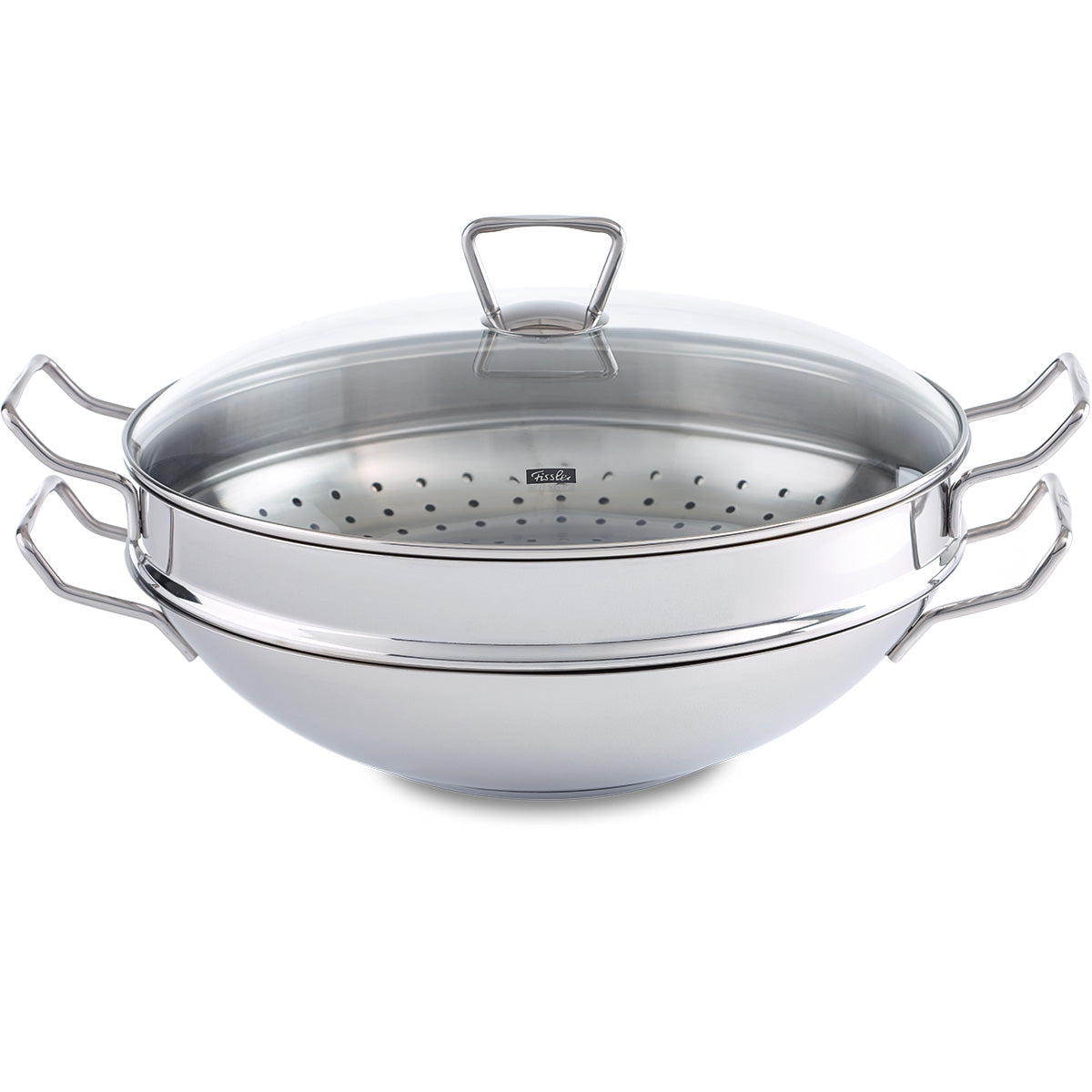 Nanjing wok met glazen deksel en stoominzet, 36 cm