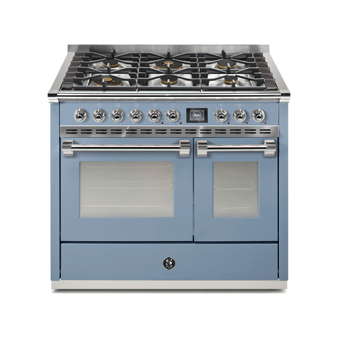 Steel Fornuis Ascot 100- Gas Fornuis | AQ10SF | Model 2024-Fornuizen-Steel Cucine-6 PITS GAS (6W)-Mat blauw / Celeste-CHROME-Jones-Jansen