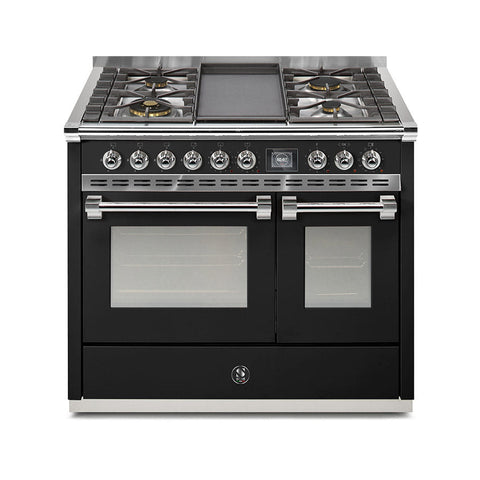Steel Fornuis Ascot 100- Gas Fornuis | AQ10SF | Model 2024-Fornuizen-Steel Cucine-4 PITS GAS MET TABLE TOP (4T/4B)-Glanzend zwart / Nero-CHROME-Jones-Jansen