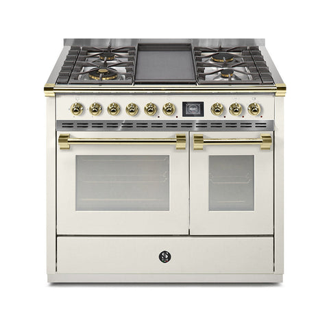 Steel Fornuis Ascot 100- Gas Fornuis | AQ10SF | Model 2024-Fornuizen-Steel Cucine-4 PITS GAS MET TABLE TOP (4T/4B)-Mat wit / Nuvola-MESSING-Jones-Jansen