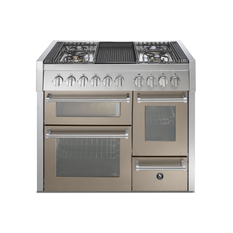 Steel fornuis Genesi 100/3 - Gas fornuis | GQ10SFF | Model 2024-Fornuizen-Steel Cucine-4 PITS GAS MET GRILLTOP (4B)-Mat Beige / Sabbia-Jones-Jansen