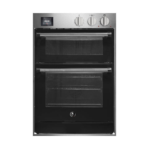 Steel Genesi GQFFE6-S inbouwoven 60x90 cm met combi-stoomoven en pizzaoven Glanzend Zwart