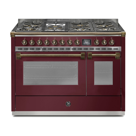 Steel Fornuis Ascot 120 - Gas Fornuis | AQ12SF | Model 2024-Fornuizen-Steel Cucine-7 PITS GAS INC. MEGA WOK (6M)-Glanzend Bordeaux-BRONS-Jones-Jansen