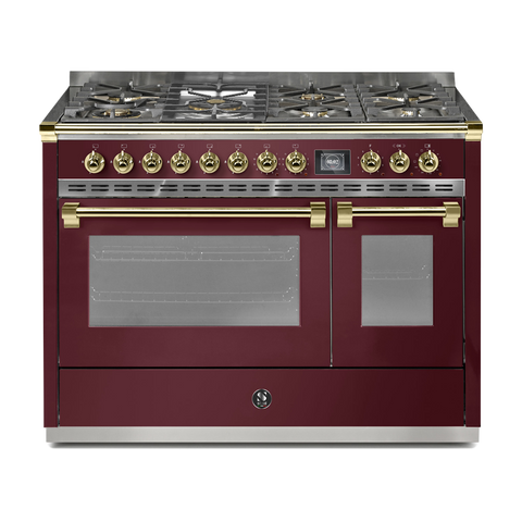 Steel Fornuis Ascot 120 - Gas Fornuis | AQ12SF | Model 2024-Fornuizen-Steel Cucine-7 PITS GAS INC. MEGA WOK (6M)-Glanzend Bordeaux-MESSING-Jones-Jansen