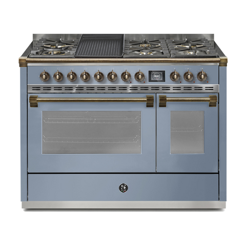 Steel Fornuis Ascot 120 - Gas Fornuis | AQ12SF | Model 2024-Fornuizen-Steel Cucine-6 PITS GAS + BAK/GRILLPLAAT (6B/6T)-Mat blauw / Celeste-BRONS-Jones-Jansen