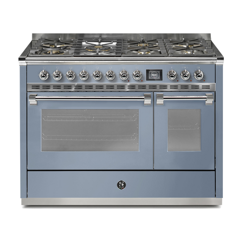 Steel Fornuis Ascot 120 - Gas Fornuis | AQ12SF | Model 2024-Fornuizen-Steel Cucine-7 PITS GAS INC. MEGA WOK (6M)-Mat blauw / Celeste-CHROME-Jones-Jansen