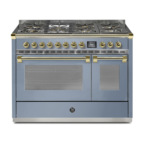 Steel Fornuis Ascot 120 - Gas Fornuis | AQ12SF | Model 2024-Fornuizen-Steel Cucine-7 PITS GAS INC. MEGA WOK (6M)-Mat blauw / Celeste-MESSING-Jones-Jansen