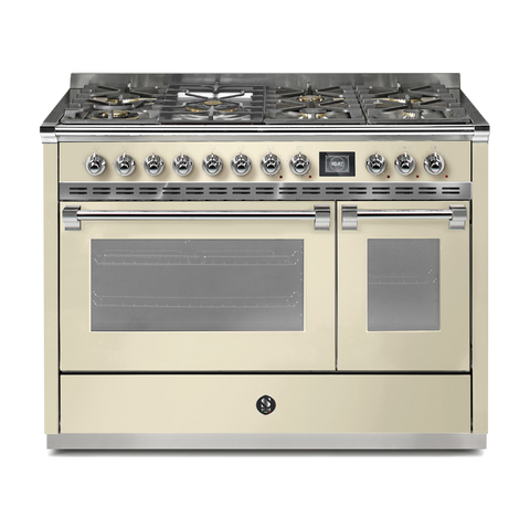 Steel Fornuis Ascot 120 - Gas Fornuis | AQ12SF | Model 2024-Fornuizen-Steel Cucine-7 PITS GAS INC. MEGA WOK (6M)-Glanzend Creme / Crema-CHROME-Jones-Jansen