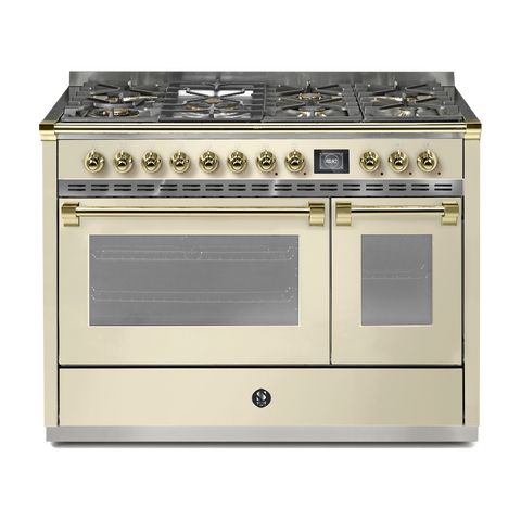 Steel Fornuis Ascot 120 - Gas Fornuis | AQ12SF | Model 2024-Fornuizen-Steel Cucine-7 PITS GAS INC. MEGA WOK (6M)-Glanzend Creme / Crema-MESSING-Jones-Jansen