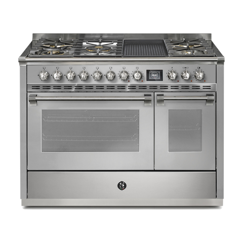 Steel Fornuis Ascot 120 - Gas Fornuis | AQ12SF | Model 2024-Fornuizen-Steel Cucine-5 PITS GAS INC. MEGA WOK + BAK/GRILLPLAAT (4BM/4TM)-INOX-CHROME-Jones-Jansen