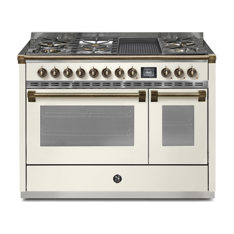 Steel Fornuis Ascot 120 - Gas Fornuis | AQ12SF | Model 2024-Fornuizen-Steel Cucine-5 PITS GAS INC. MEGA WOK + BAK/GRILLPLAAT (4BM/4TM)-Mat wit / Nuvola-BRONS-Jones-Jansen