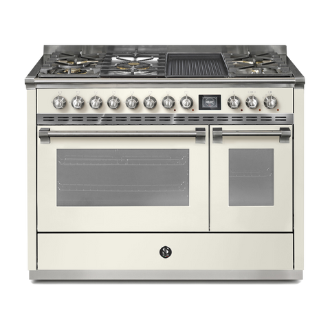 Steel Fornuis Ascot 120 - Gas Fornuis | AQ12SF | Model 2024-Fornuizen-Steel Cucine-5 PITS GAS INC. MEGA WOK + BAK/GRILLPLAAT (4BM/4TM)-Mat wit / Nuvola-NIKKEL-Jones-Jansen