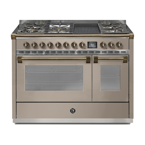 Steel Fornuis Ascot 120 - Gas Fornuis | AQ12SF | Model 2024-Fornuizen-Steel Cucine-5 PITS GAS INC. MEGA WOK + BAK/GRILLPLAAT (4BM/4TM)-Mat beige / Sabbia-BRONS-Jones-Jansen