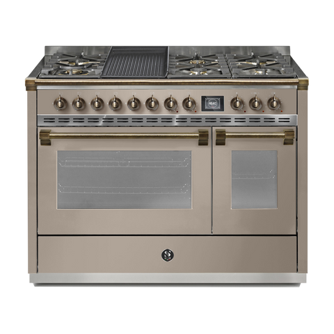 Steel Fornuis Ascot 120 - Gas Fornuis | AQ12SF | Model 2024-Fornuizen-Steel Cucine-6 PITS GAS + BAK/GRILLPLAAT (6B/6T)-Mat beige / Sabbia-BRONS-Jones-Jansen