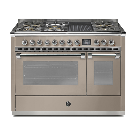 Steel Fornuis Ascot 120 - Gas Fornuis | AQ12SF | Model 2024-Fornuizen-Steel Cucine-5 PITS GAS INC. MEGA WOK + BAK/GRILLPLAAT (4BM/4TM)-Mat beige / Sabbia-CHROME-Jones-Jansen