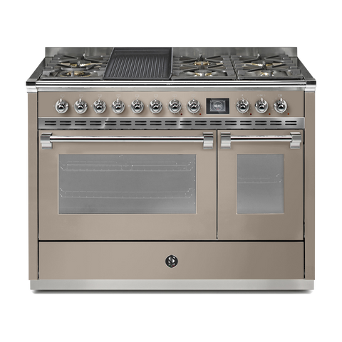 Steel Fornuis Ascot 120 - Gas Fornuis | AQ12SF | Model 2024-Fornuizen-Steel Cucine-6 PITS GAS + BAK/GRILLPLAAT (6B/6T)-Mat beige / Sabbia-CHROME-Jones-Jansen