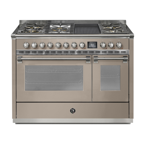 Steel Fornuis Ascot 120 - Gas Fornuis | AQ12SF | Model 2024-Fornuizen-Steel Cucine-5 PITS GAS INC. MEGA WOK + BAK/GRILLPLAAT (4BM/4TM)-Mat beige / Sabbia-NIKKEL-Jones-Jansen