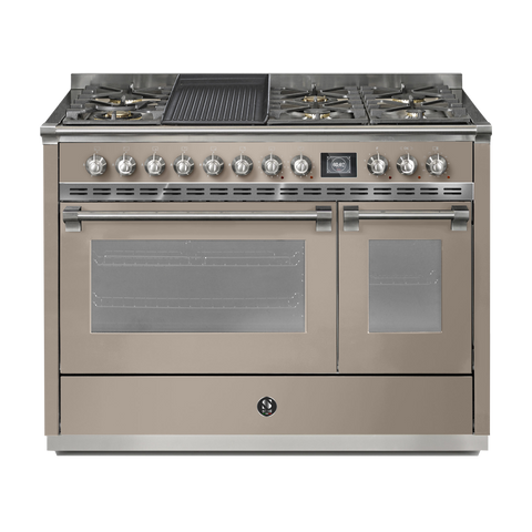 Steel Fornuis Ascot 120 - Gas Fornuis | AQ12SF | Model 2024-Fornuizen-Steel Cucine-6 PITS GAS + BAK/GRILLPLAAT (6B/6T)-Mat beige / Sabbia-NIKKEL-Jones-Jansen