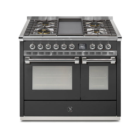 Steel Fornuis Ascot 100- Gas Fornuis | AQ10SF | Model 2024-Fornuizen-Steel Cucine-4 PITS GAS MET TABLE TOP (4T/4B)-Mat Antraciet-CHROME-Jones-Jansen