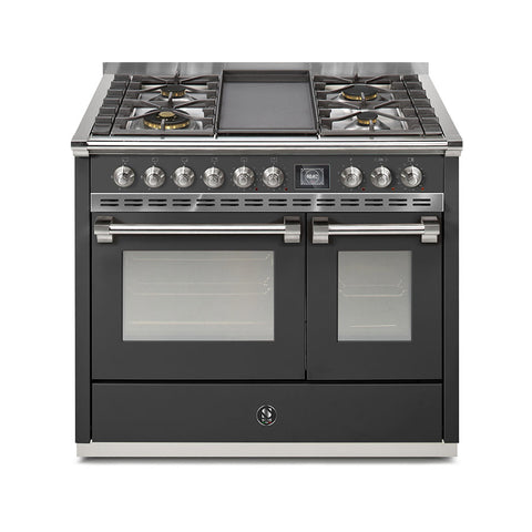 Steel Fornuis Ascot 100- Gas Fornuis | AQ10SF | Model 2024-Fornuizen-Steel Cucine-4 PITS GAS MET TABLE TOP (4T/4B)-Mat Antraciet-NIKKEL-Jones-Jansen