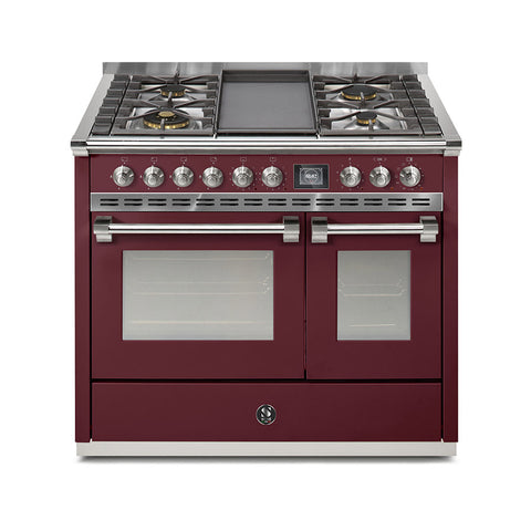 Steel Fornuis Ascot 100- Gas Fornuis | AQ10SF | Model 2024-Fornuizen-Steel Cucine-4 PITS GAS MET TABLE TOP (4T/4B)-Glanzend Bordeaux-NIKKEL-Jones-Jansen