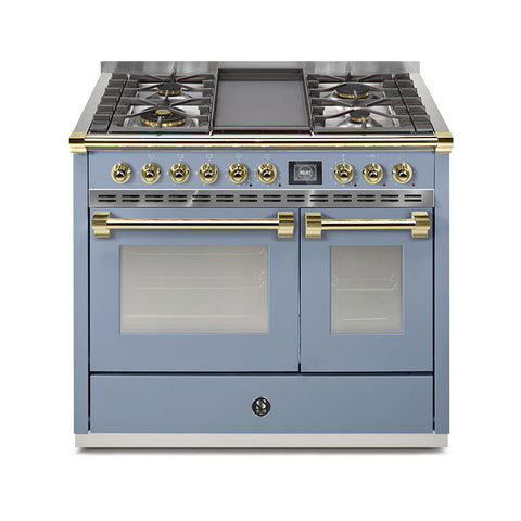 Steel Fornuis Ascot 100- Gas Fornuis | AQ10SF | Model 2024-Fornuizen-Steel Cucine-4 PITS GAS MET TABLE TOP (4T/4B)-Mat blauw / Celeste-MESSING-Jones-Jansen