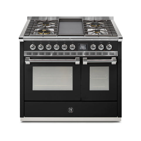Steel Fornuis Ascot 100- Gas Fornuis | AQ10SF | Model 2024-Fornuizen-Steel Cucine-4 PITS GAS MET TABLE TOP (4T/4B)-Glanzend zwart / Nero-CHROME-Jones-Jansen