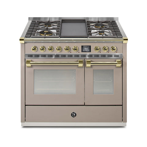 Steel Fornuis Ascot 100- Gas Fornuis | AQ10SF | Model 2024-Fornuizen-Steel Cucine-4 PITS GAS MET TABLE TOP (4T/4B)-Mat beige / Sabbia-MESSING-Jones-Jansen