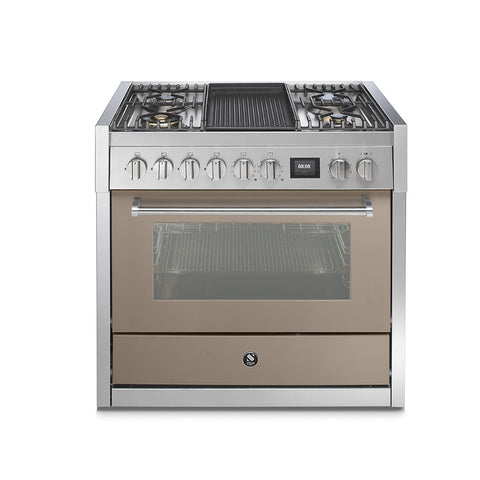 Steel fornuis Genesi 90 - Gas fornuis | GQ9S | Model 2024-Fornuizen-Steel Cucine-6 PITS GAS (6W)-Mat Beige / Sabbia-Jones-Jansen