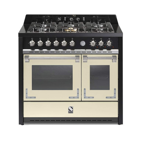 Steel fornuis Oxford 100 - Inductie fornuis | X10FF-5FI | Model 2024-Fornuizen-Steel Cucine-5 INDUCTIE ZONES-Glanzend Creme / Crema-Jones-Jansen
